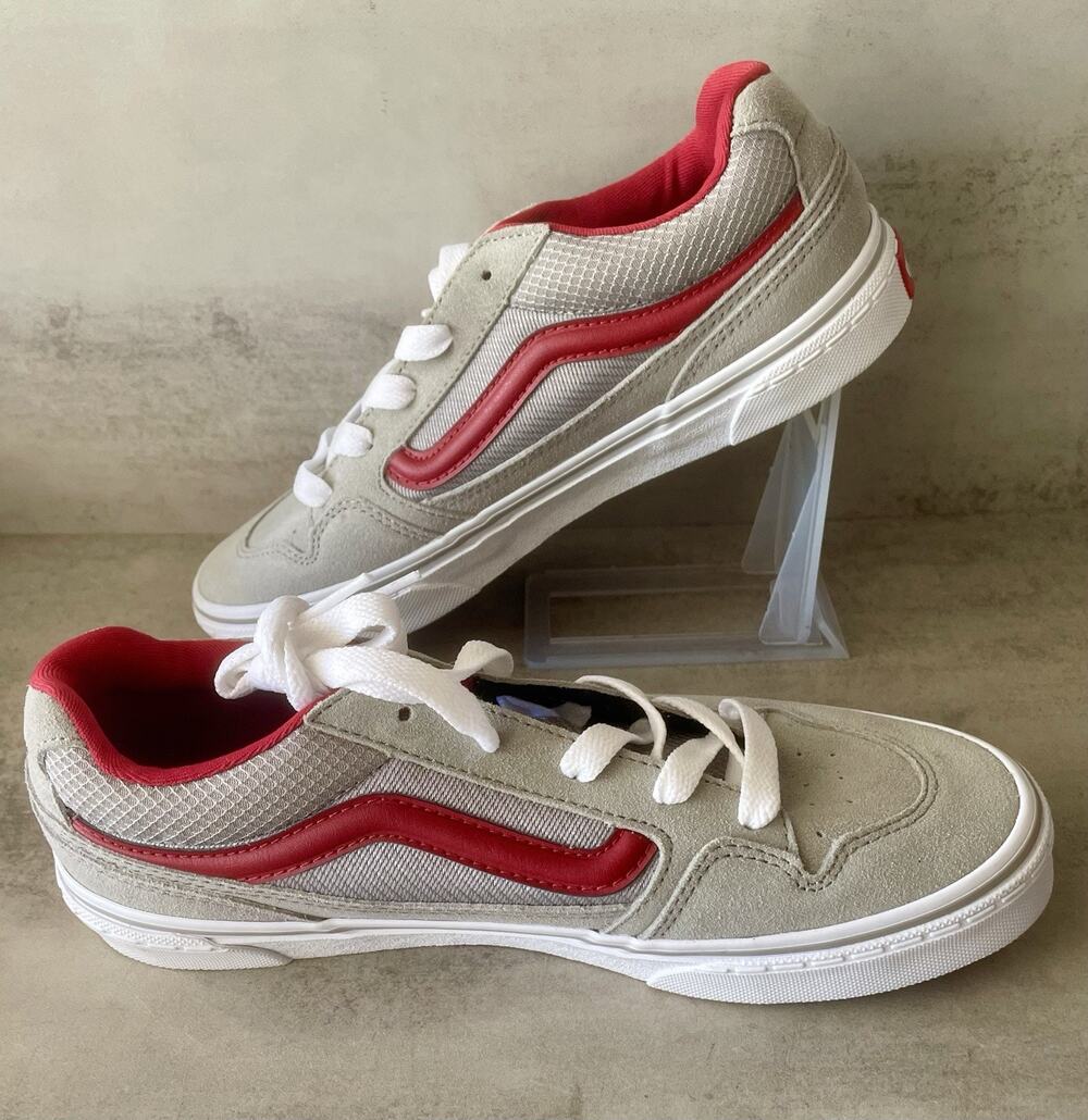 Vans Caldrone Charcoal Red Suede Mesh Skate Shoes Youth 6.5Y
